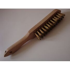 Brass brush, wood handle
