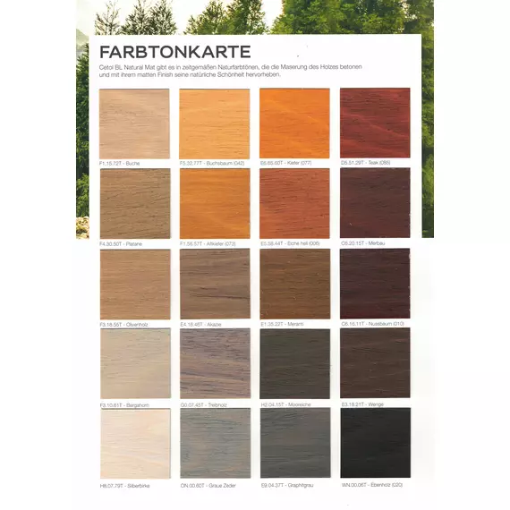 Cetol Natural Mat Color Chart